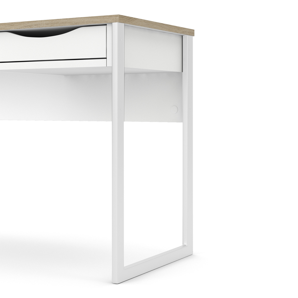 Florence Function Plus Single Drawer Desk White and Oak Trim Image 8