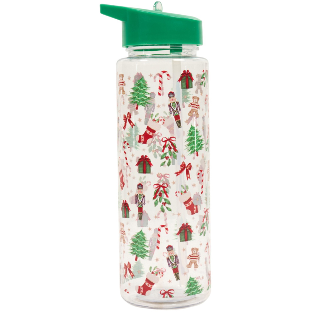 Christmas Print Bottle with Straw Image 2