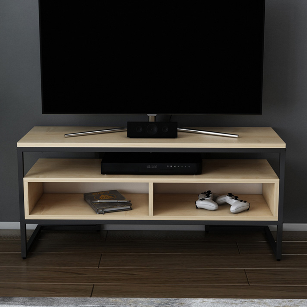 Decorotika Merrion 3 Shelf Black and Oak TV Unit Image 1