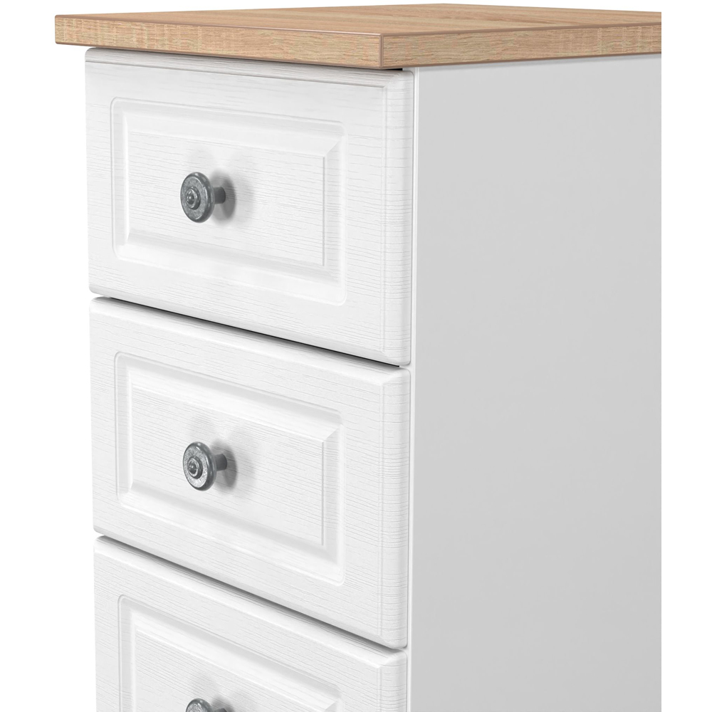 Crowndale Norfolk 5 Drawer White Ash and Bardolino Oak Tall Bedside Cabinet Ready Assembled Image 6