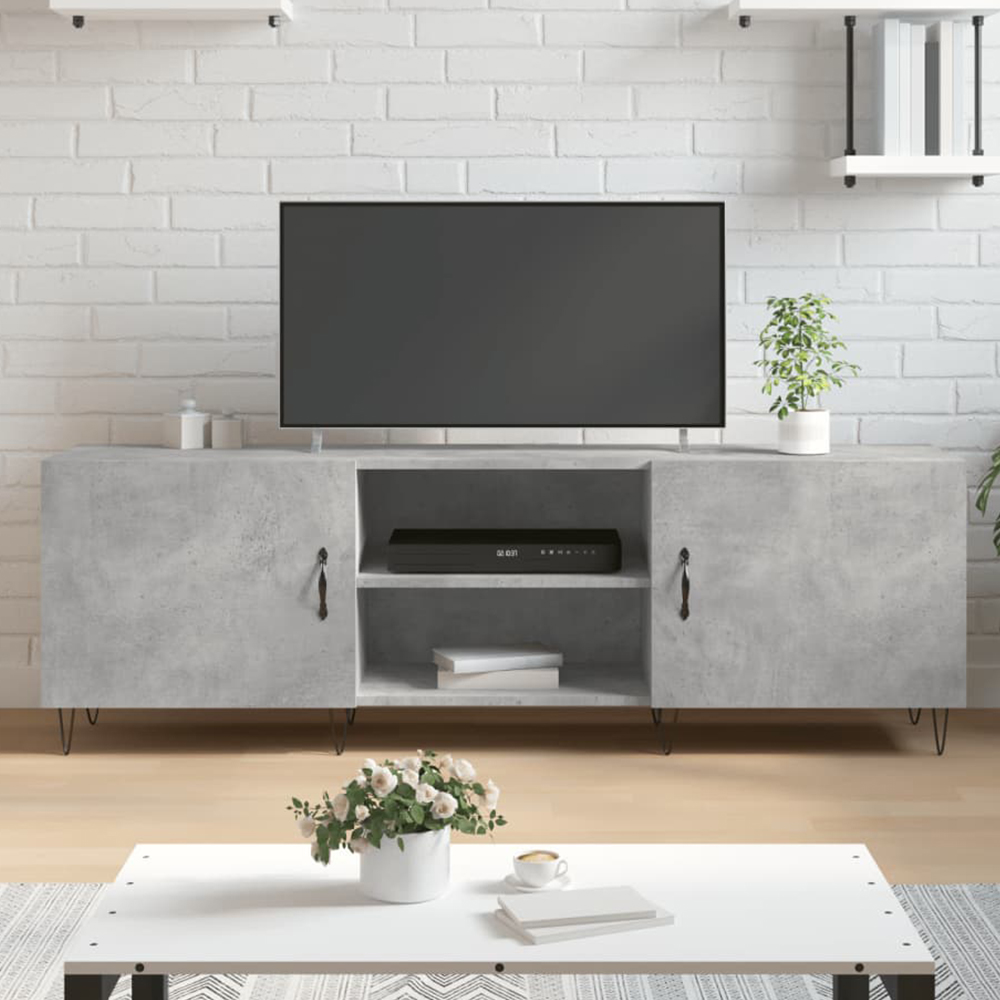 vidaXL 2 Door 2 Shelf Concrete Grey TV Cabinet Image 1