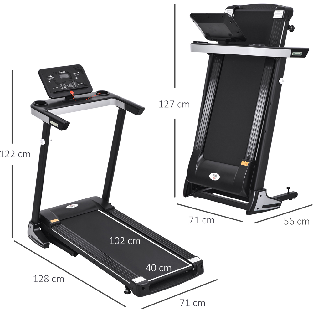 HOMCOM Black Foldable Motorised Treadmill with LCD Image 7