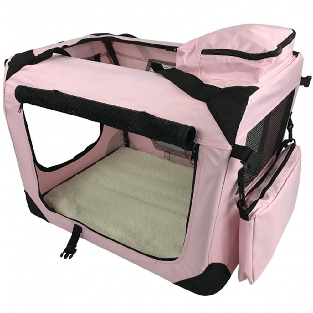 Folding Soft Crate Fabric Pet Carrier - Pink - Small Image 2