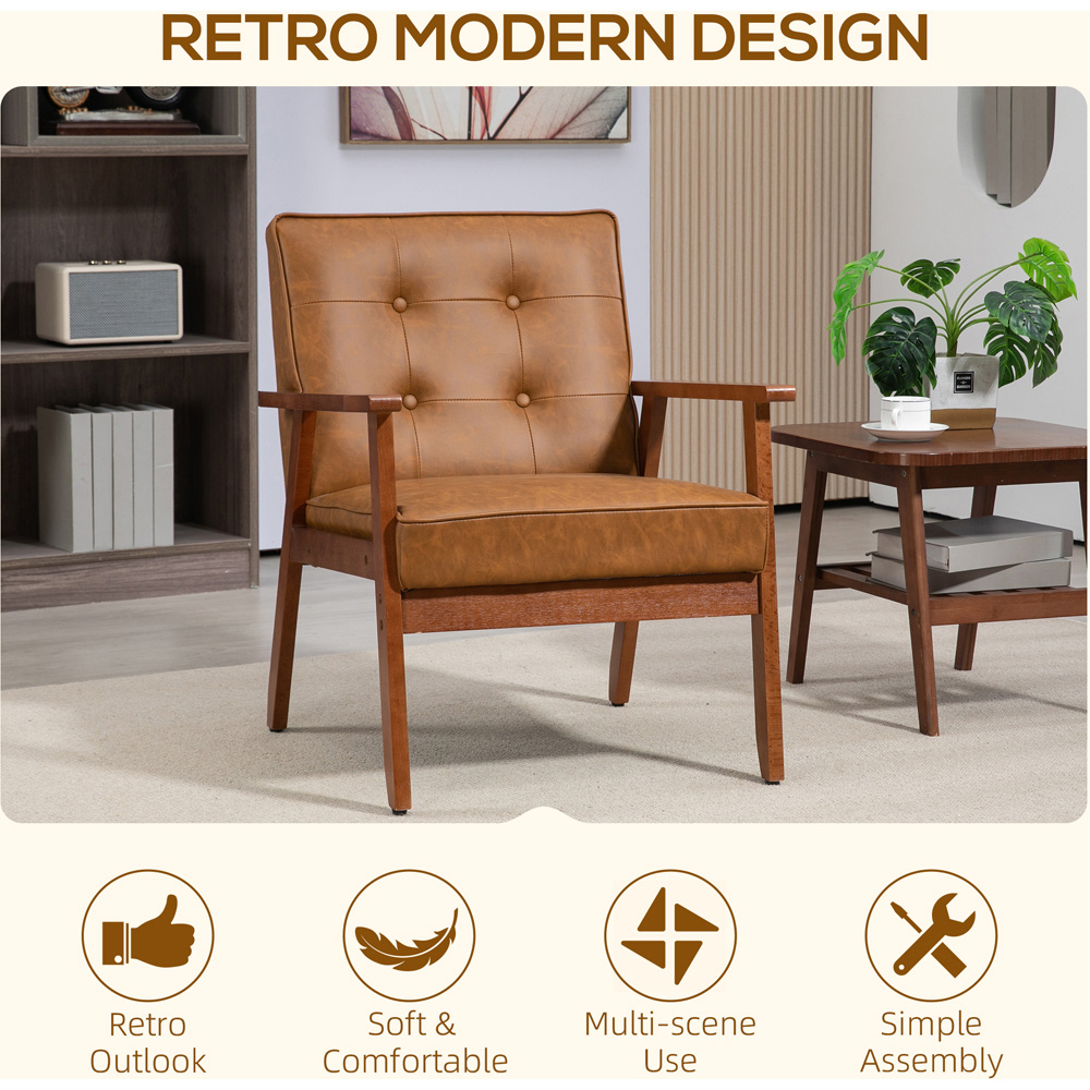 HOMCOM Brown PU Leather Accent Armchair Image 5