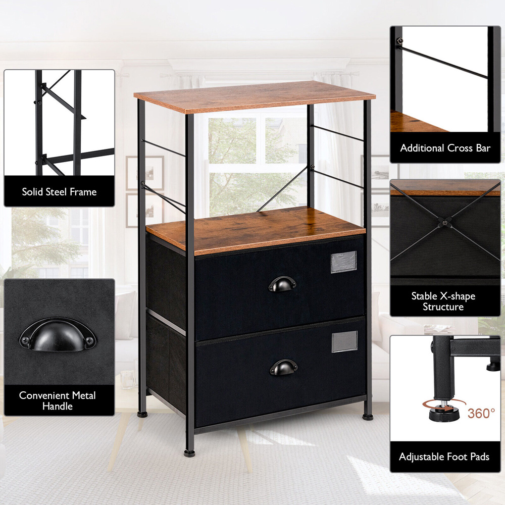 Costway 2 Drawer Single Shelf Storage Unit Image 5