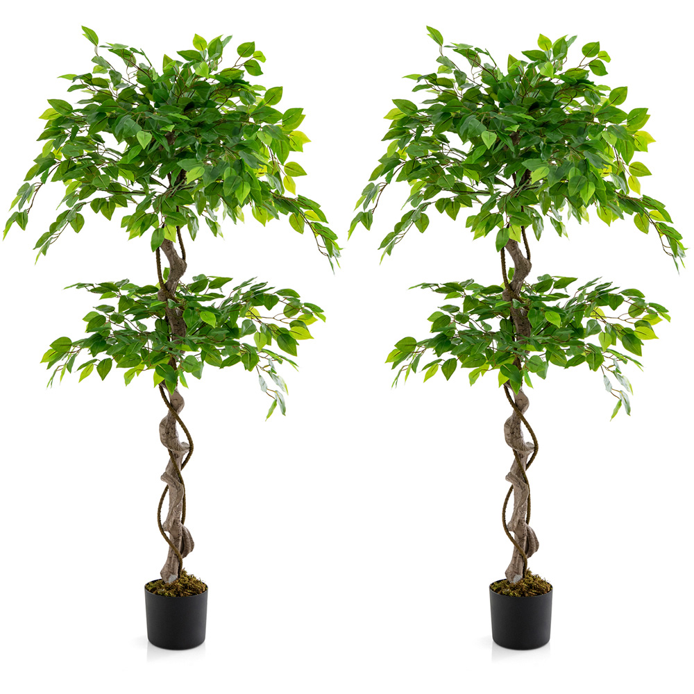 Costway Ficus Tree Indoor Artificial Plant In Pot 4.9ft Image 3