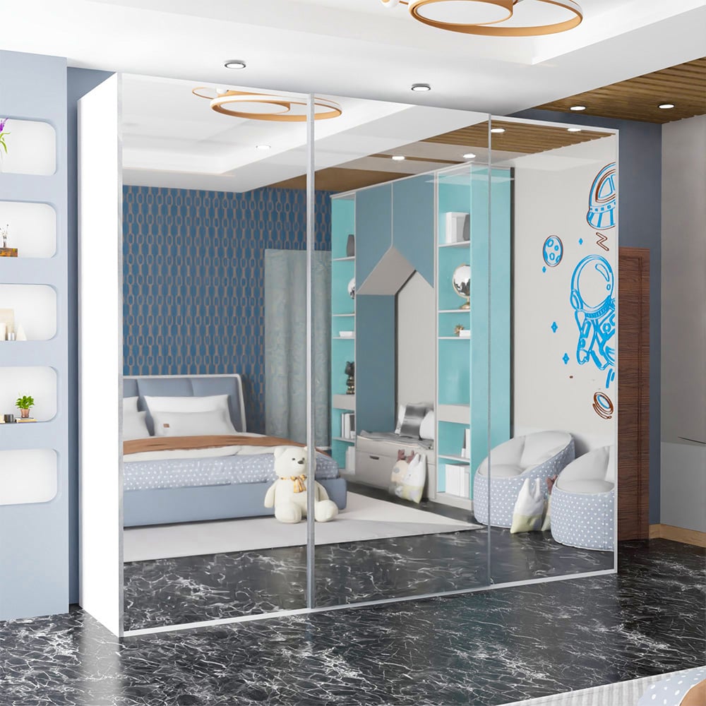 Sliding Wardrobes 4U Etna 3 Door White Full Mirrored Wardrobe Image 3