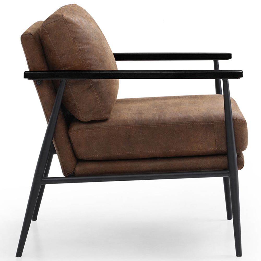 Bruce Cowboy Tan and Black PU Leather Armchair Image 3