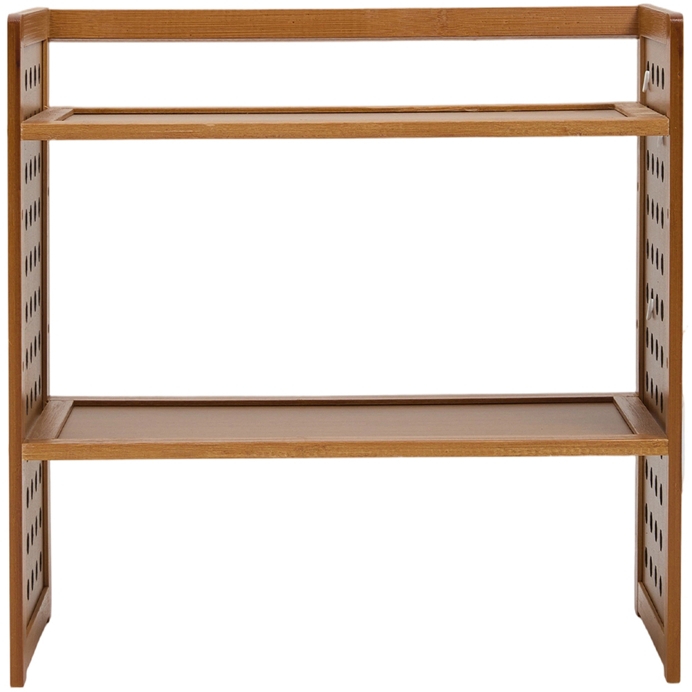 Living and Home 2 Shelf Natural Bamboo Desktop Storage Rack Image 3