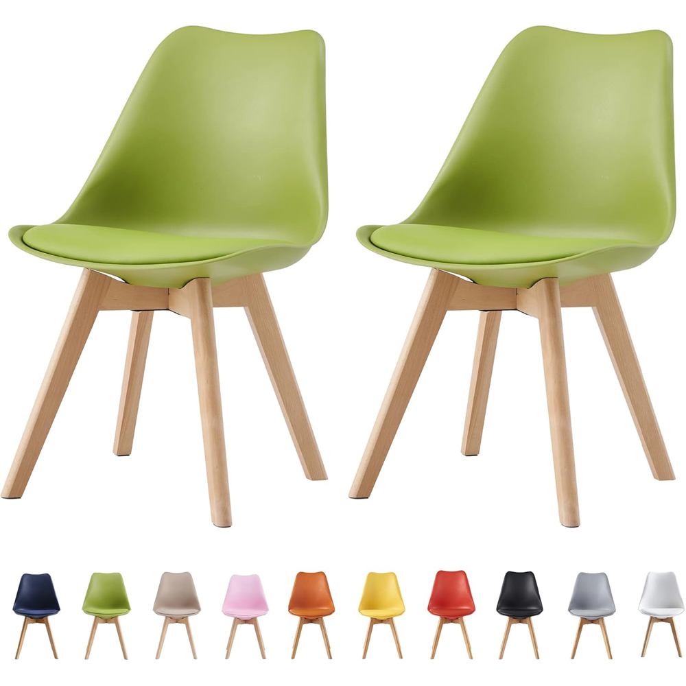 Eva Set of 2 Green Padded Dining Chairs Image 7
