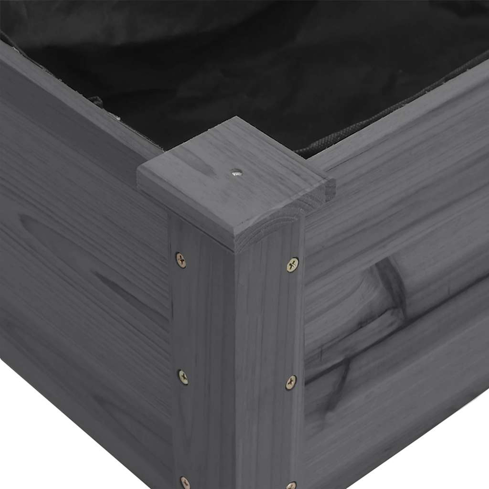 vidaXL Grey Fir Wood Garden Planter with Liner 76 x 59 x 118cm Image 5