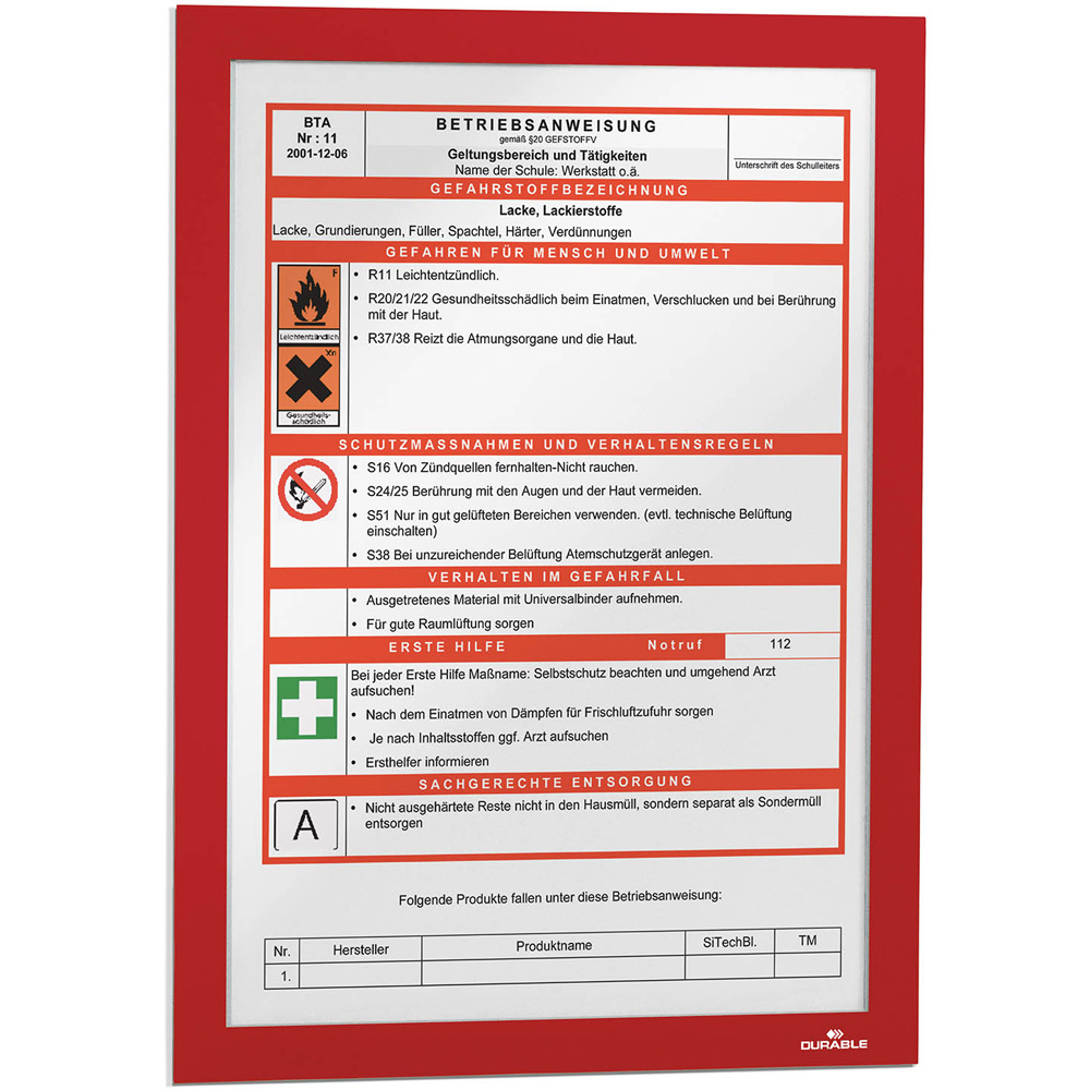 Durable DURAFRAME A4 Red Self Adhesive Magnetic Signage Frame 2 Pack Image 3