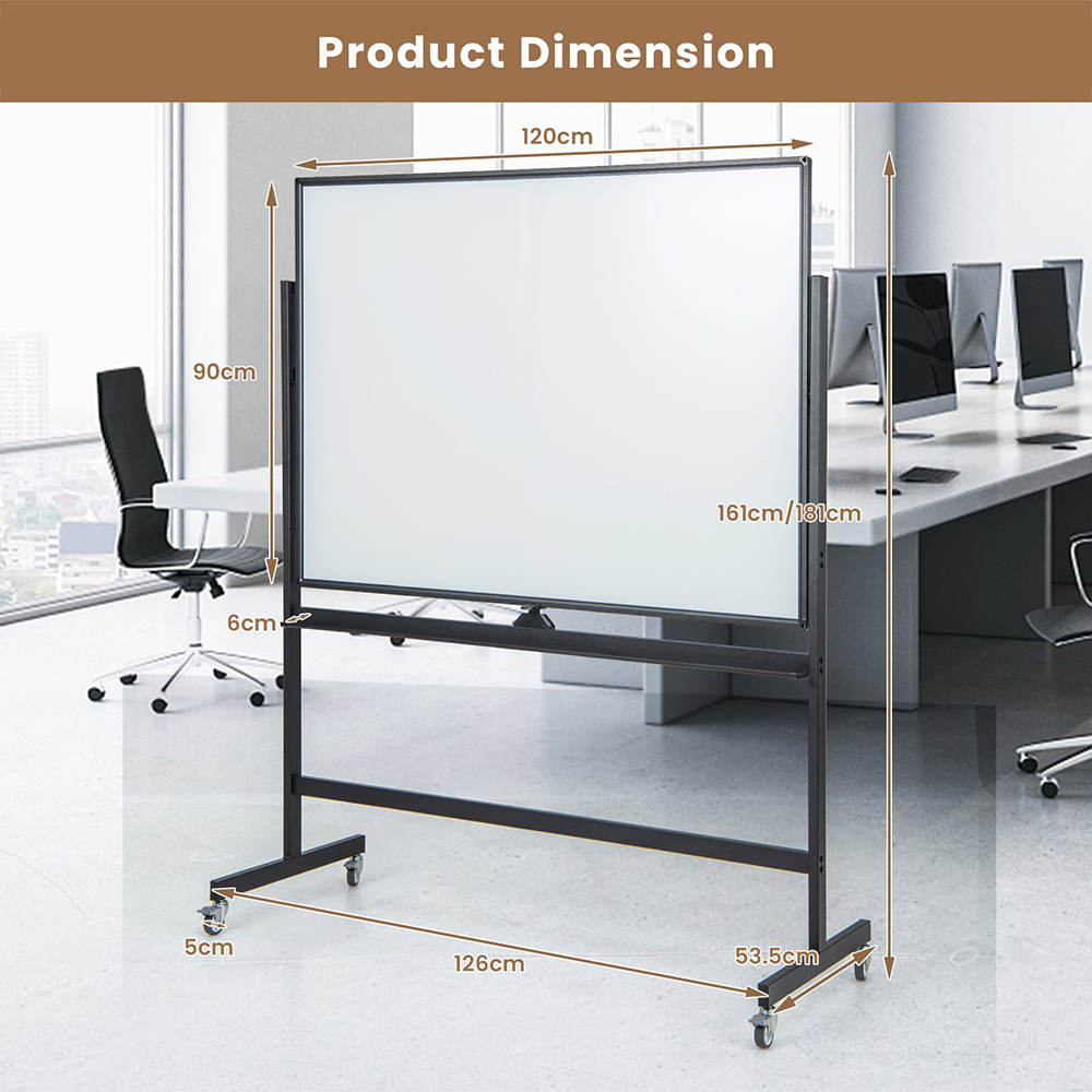 Costway Black Mobile Reversible Whiteboard Image 9