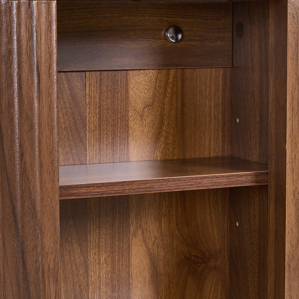 Living and Home Single Door 3 Shelf Walnut Wooden Wall-Mounted Bathroom Cabinet Image 5