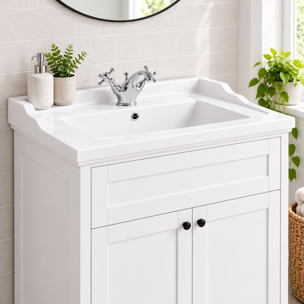 Go Bathrooms Arundel 2 Door Matt White Traditional Floorstanding Vanity Unit 800mm Image 3
