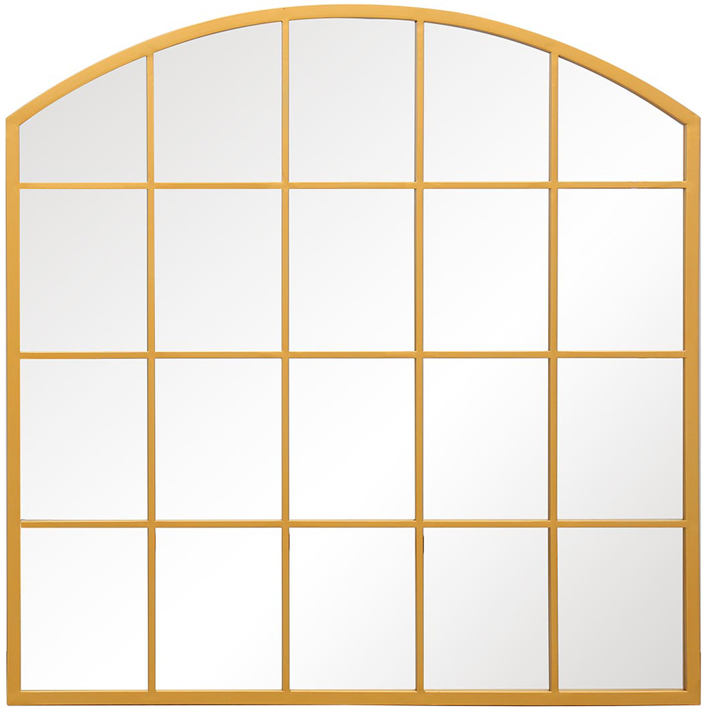 The Arcus Gold Window Metal Leaner Wall Mirror 100 x 100cm Image 1