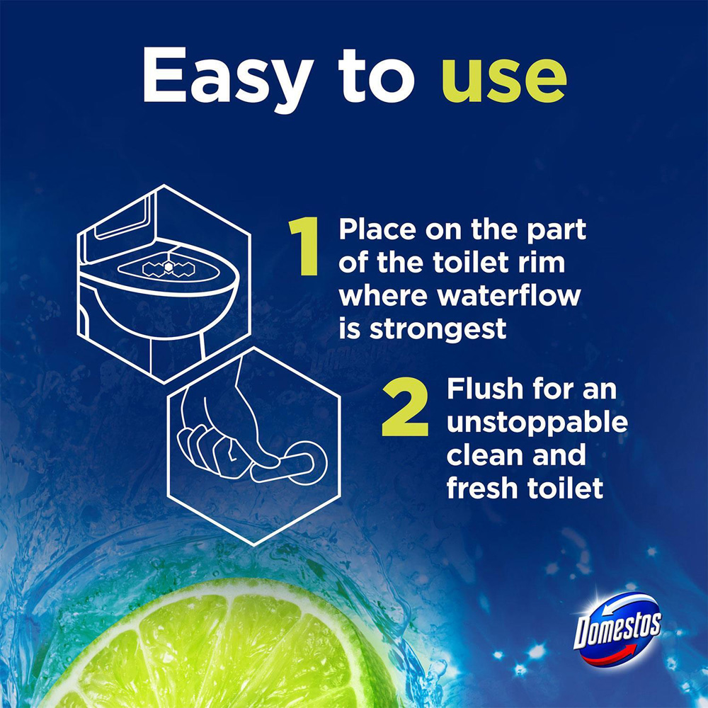 Domestos Power 5 Lime Toilet Rim Block Trio Pack 50g 10 Pack Image 5