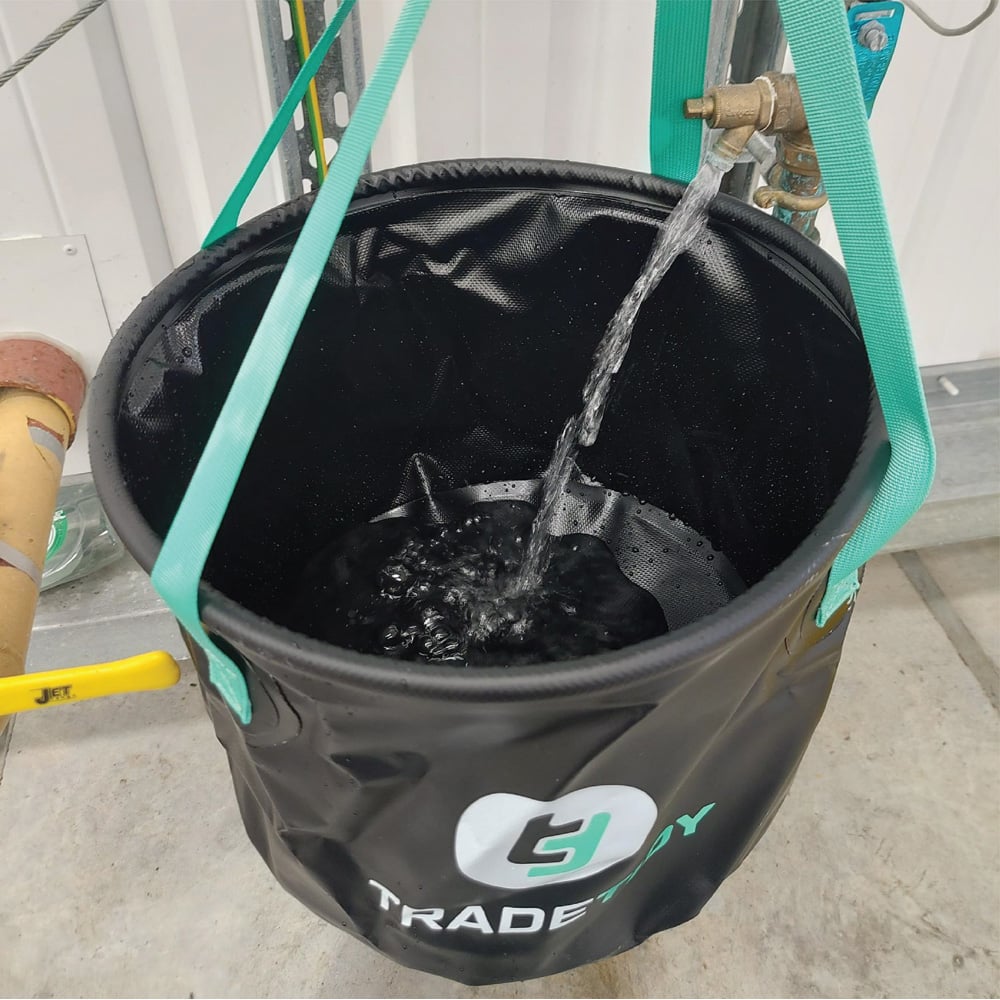 TradeTidy 3 Piece Red Steel Silicone Tube Holder Spray Can Holder and Collapsible Bucket Set Image 7