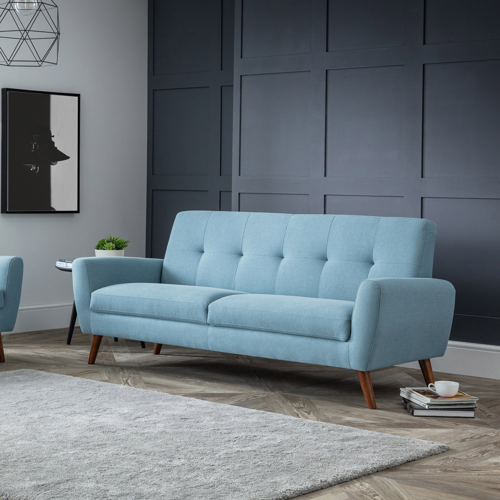 Julian Bowen Monza 3 Seater Blue Compact Retro Sofa Image 4