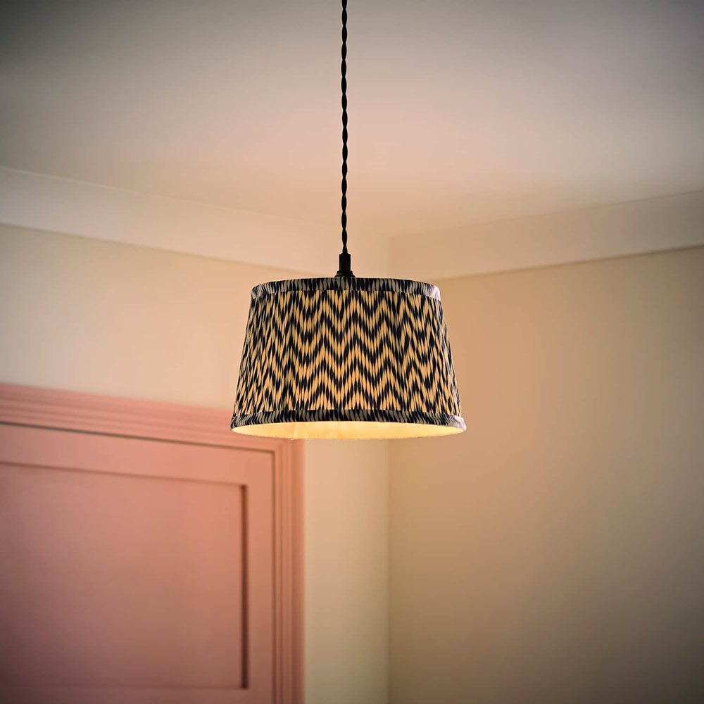 ValueLights Saffira Navy Chevron Pleated Tapered Small Lamp Shade 25cm Image 2
