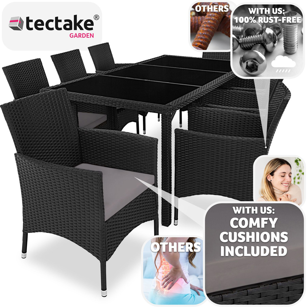 tectake Valencia Black and Grey 8 Seater Garden Dining Set Image 3