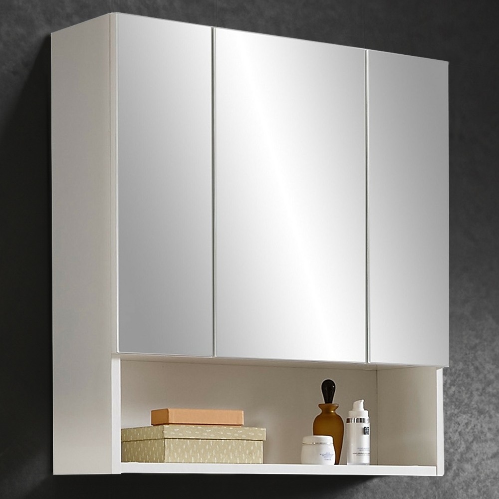 Julian Bowen Mandy 3 Door White Mirrored Cabinet Image 1