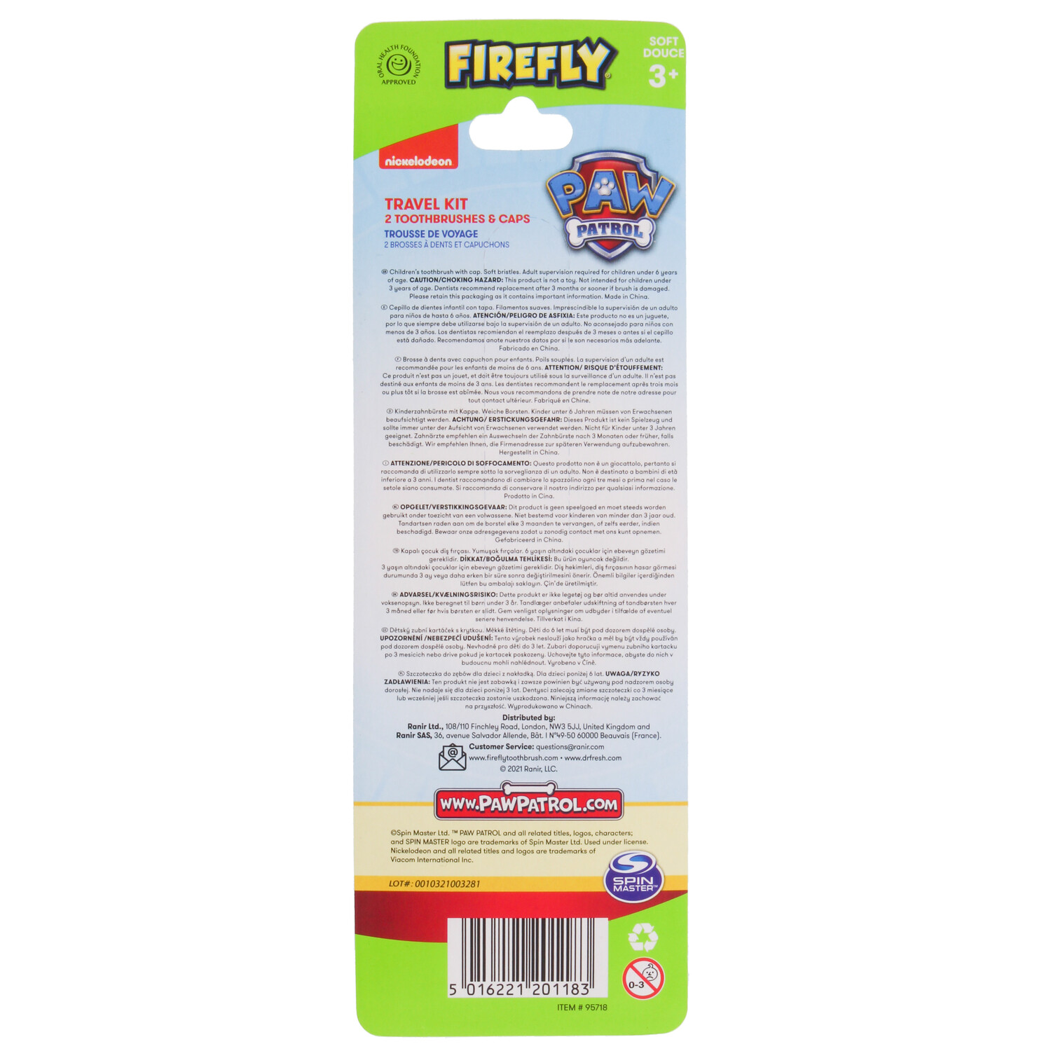 Pack of 2 Firefly Paw Patrol Toothbrushes and Caps Image 2