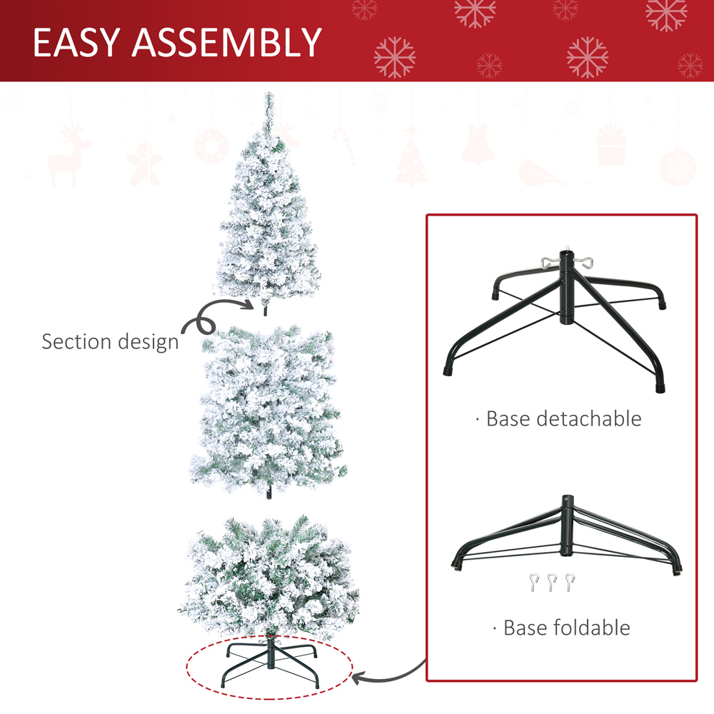 Everglow Warm LED Pre-Lit Snow Flocked Artificial Christmas Tree 6ft Image 6