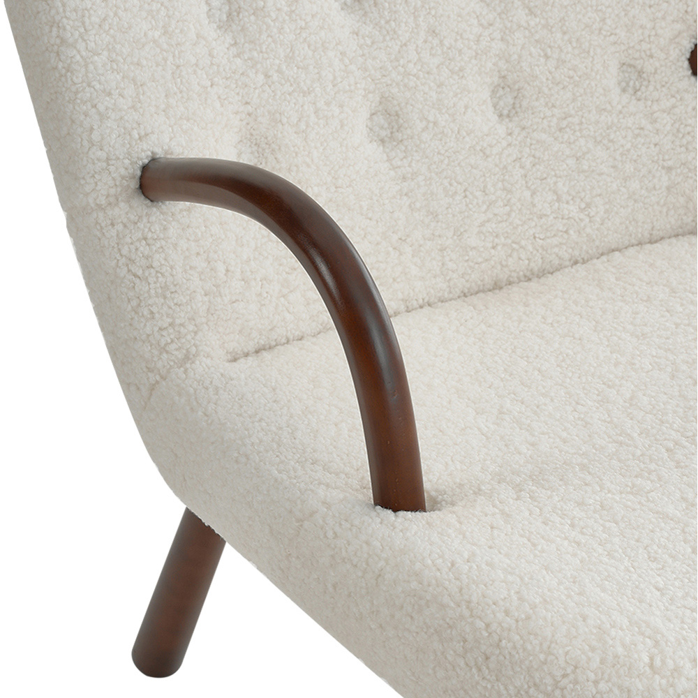Living and Home White Sherpa Armchair and Footstool Set Image 6