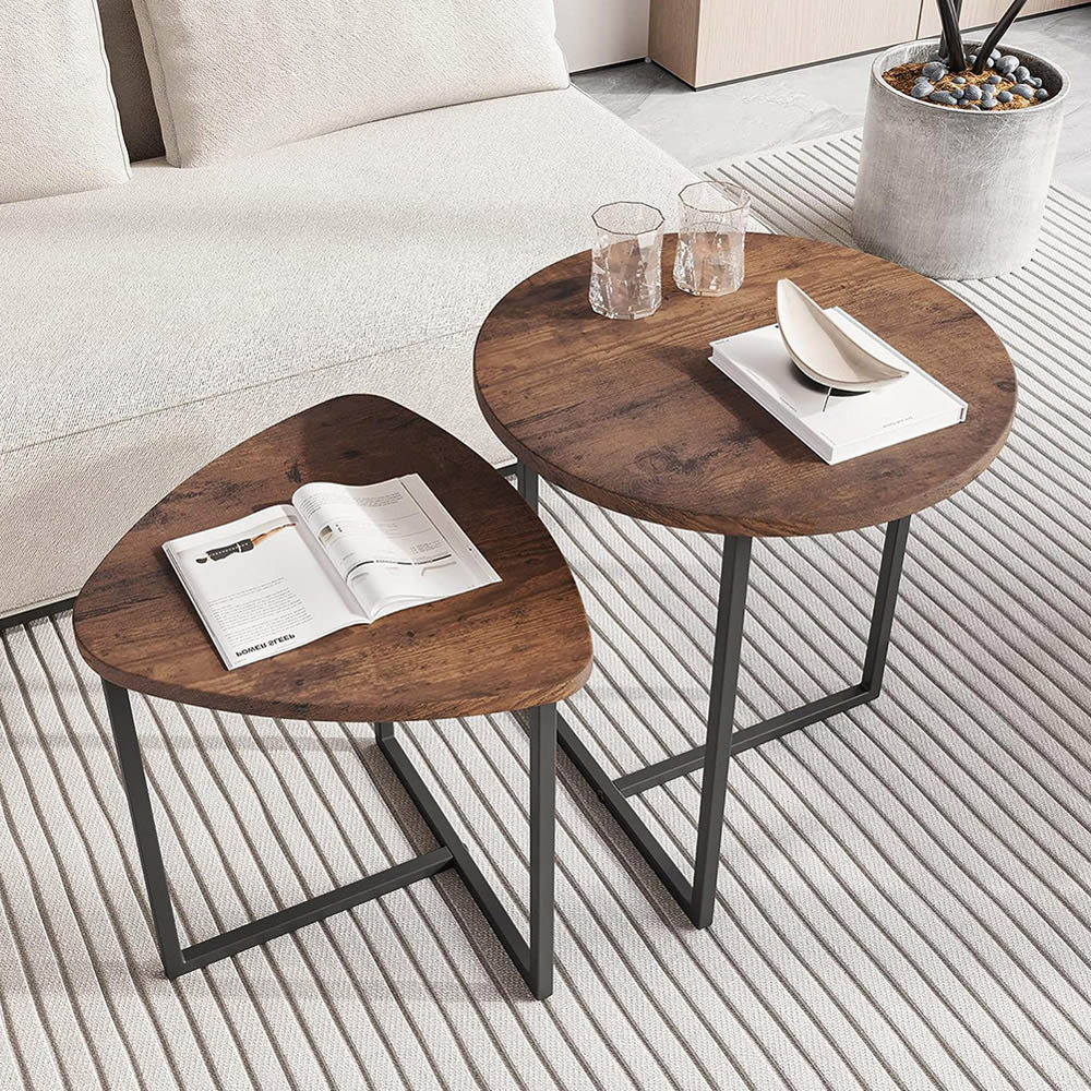 Living and Home Round and Triangular Nest of Tables Set of 2 Image 8