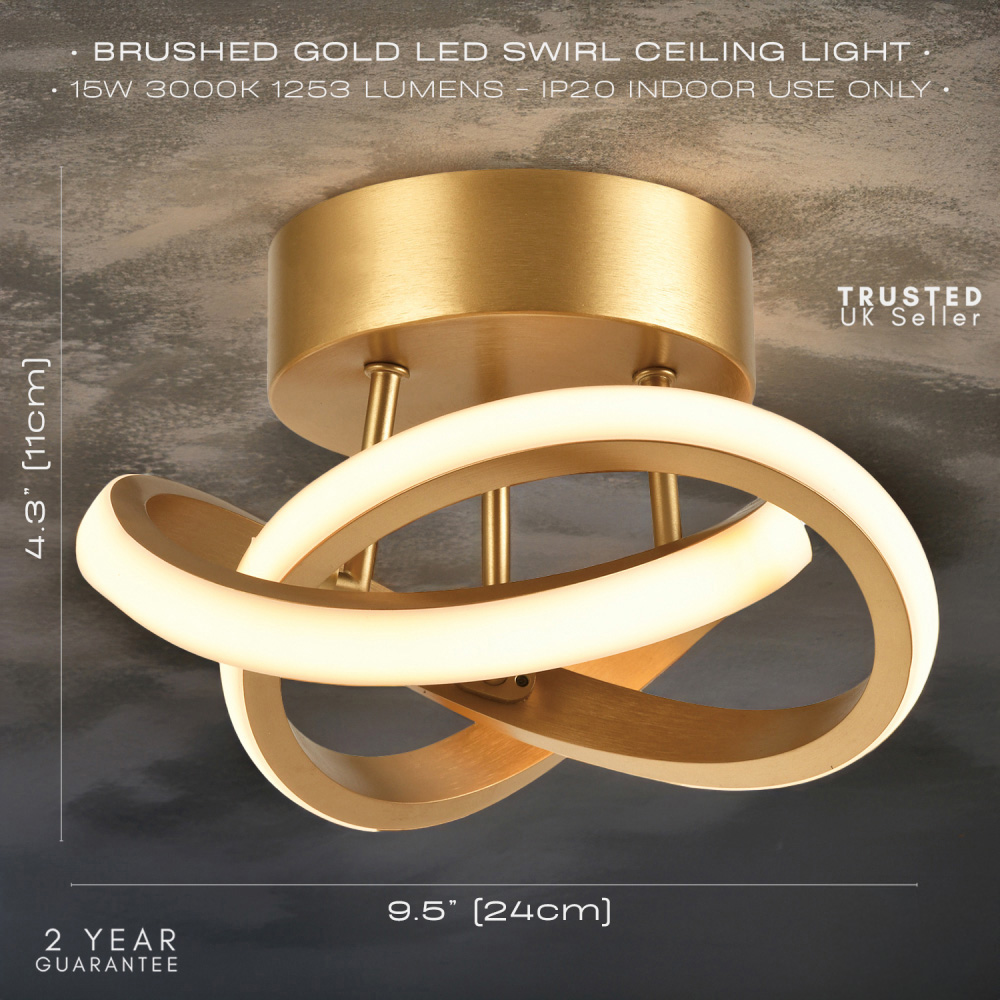 Happy Homewares 1253 Lumens Gold LED Ceiling Light Image 7