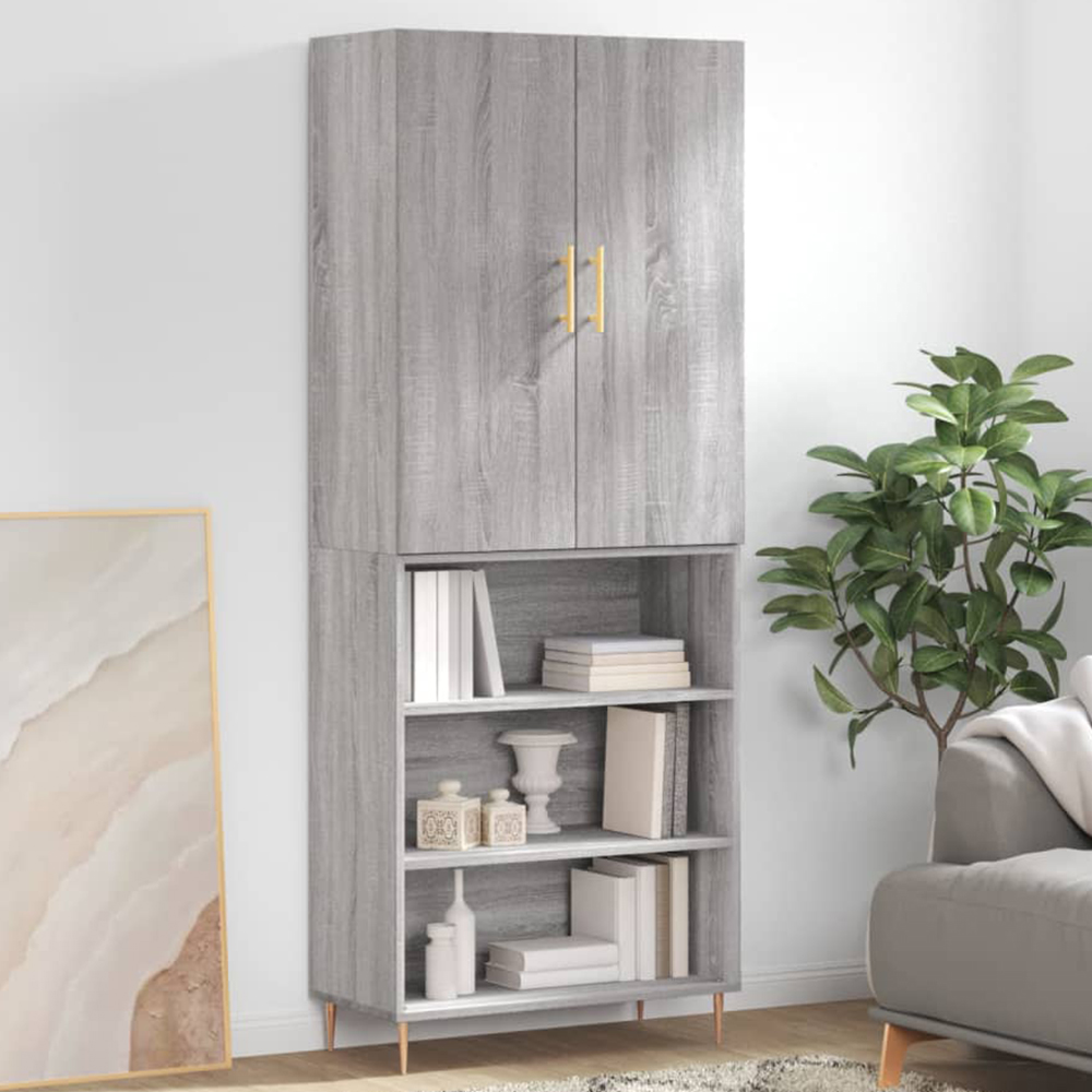 vidaXL 2 Door 3 Shelf Grey Sonoma Highboard Image 1