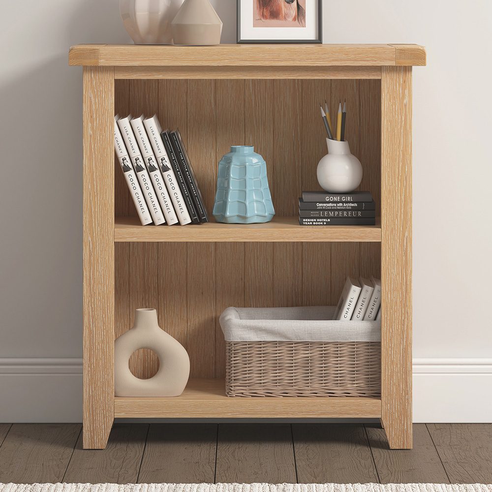 Seconique Windsor 2 Shelf Natural Oak Low Bookcase Image 1