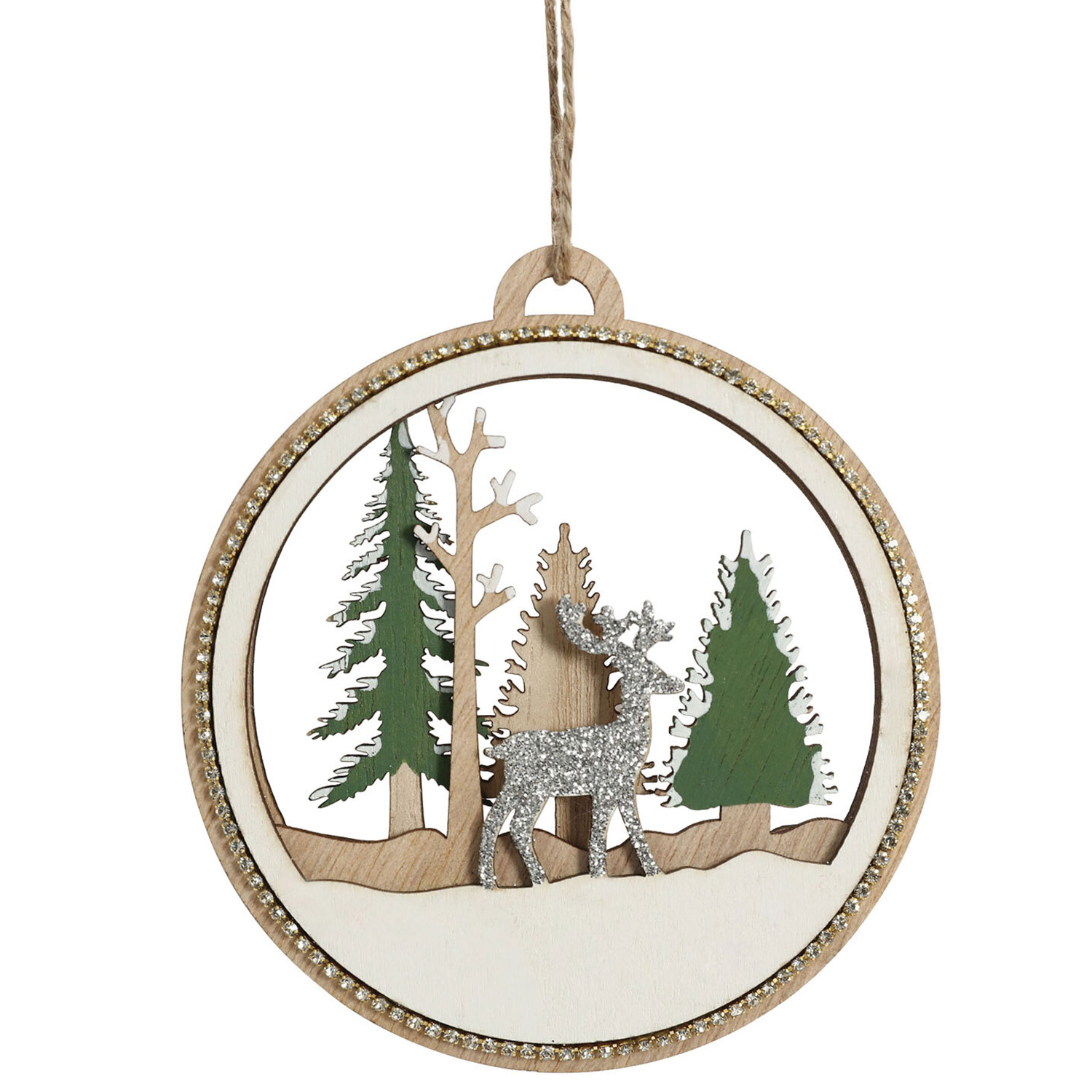 Mistletoe Cottage White Deer Wooden Hanging Decoration Image 1