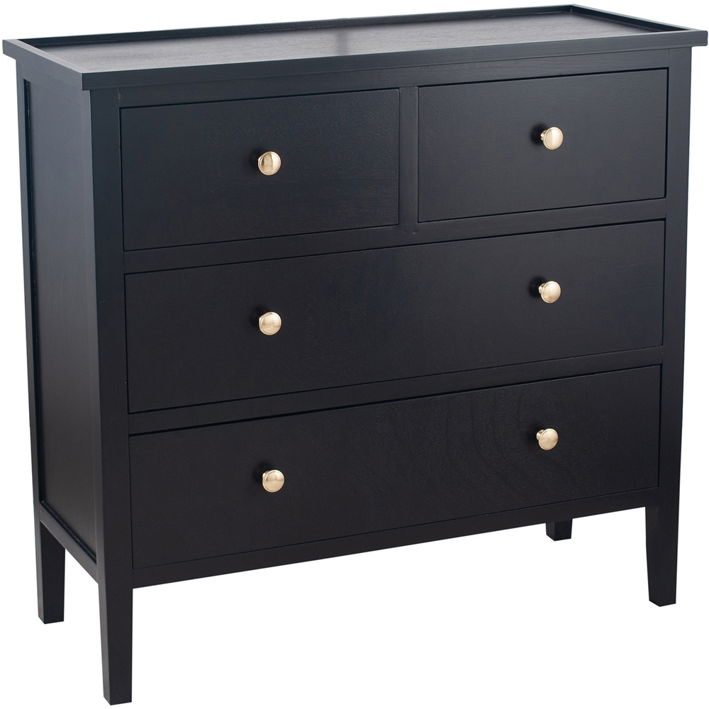 Pacific Lifestyle Chelmsford 4 Drawer Satin Black Pine Wood Chest of Drawers Image 2