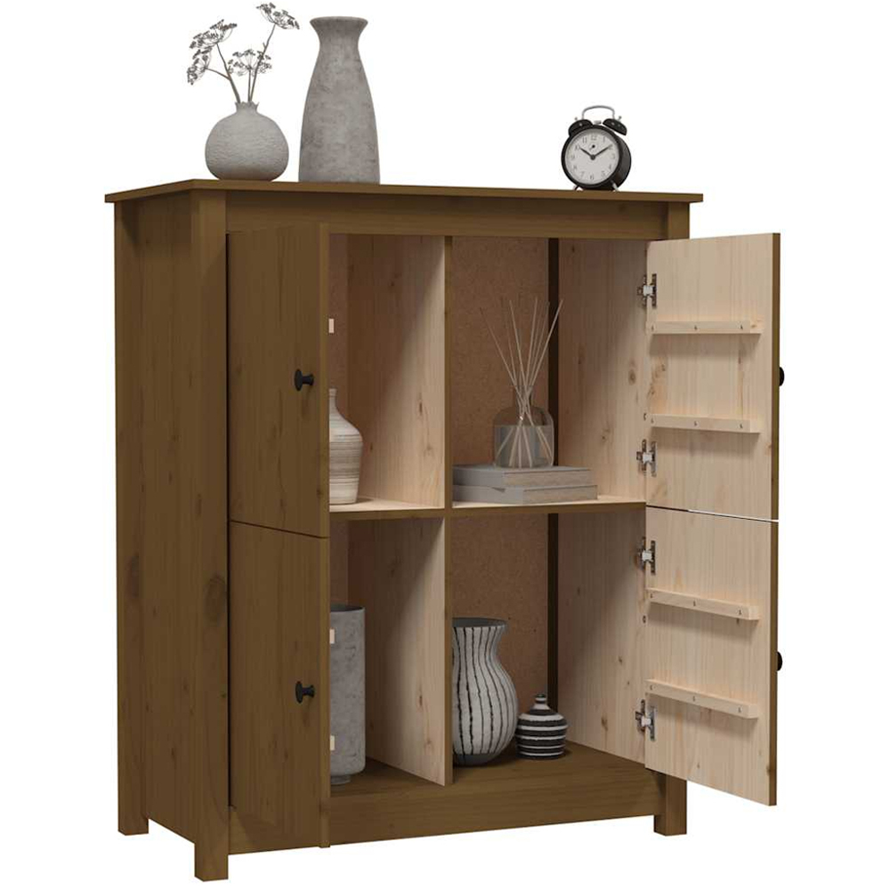 vidaXL 4 Door Honey Brown Solid Pine Wood Sideboard Image 4