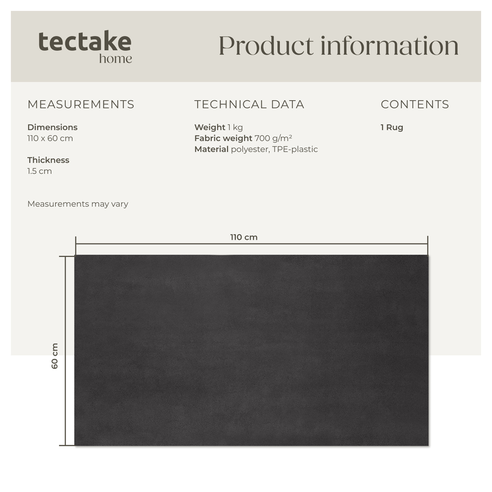 tectake Zonelle Anthracite Short Pile Ultra Soft Rug 110 x 60cm Image 8