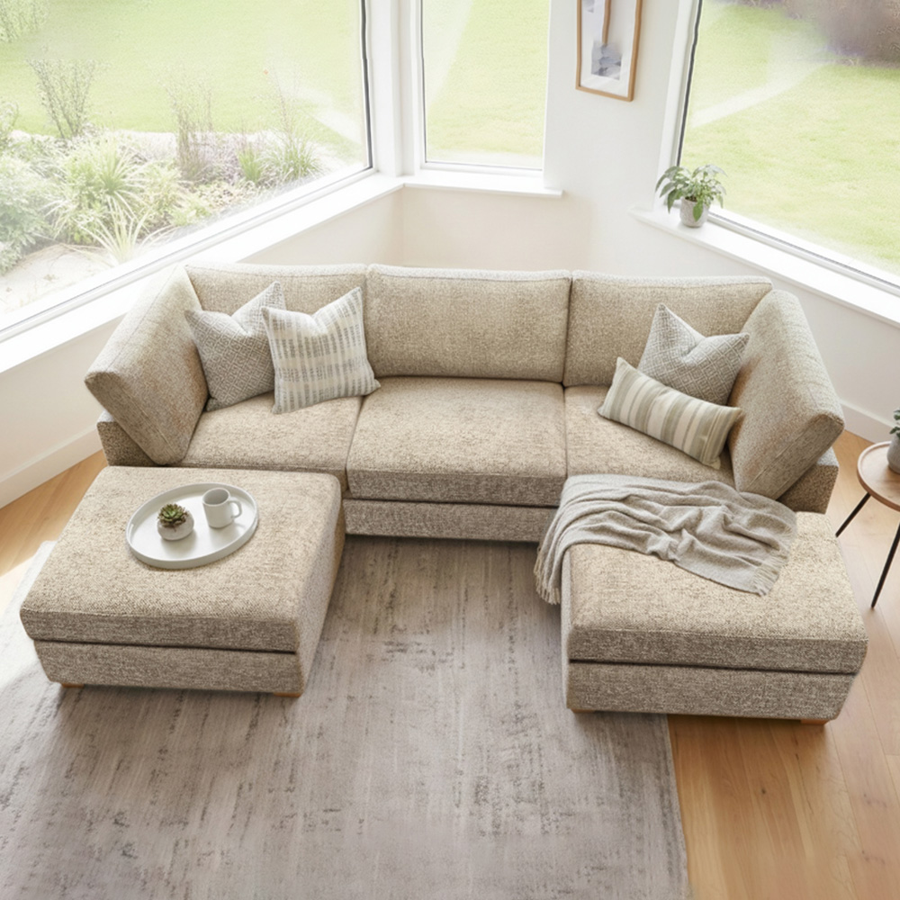 Carina Enzo 5 Seater Stone U-Shape Sofa Image 6