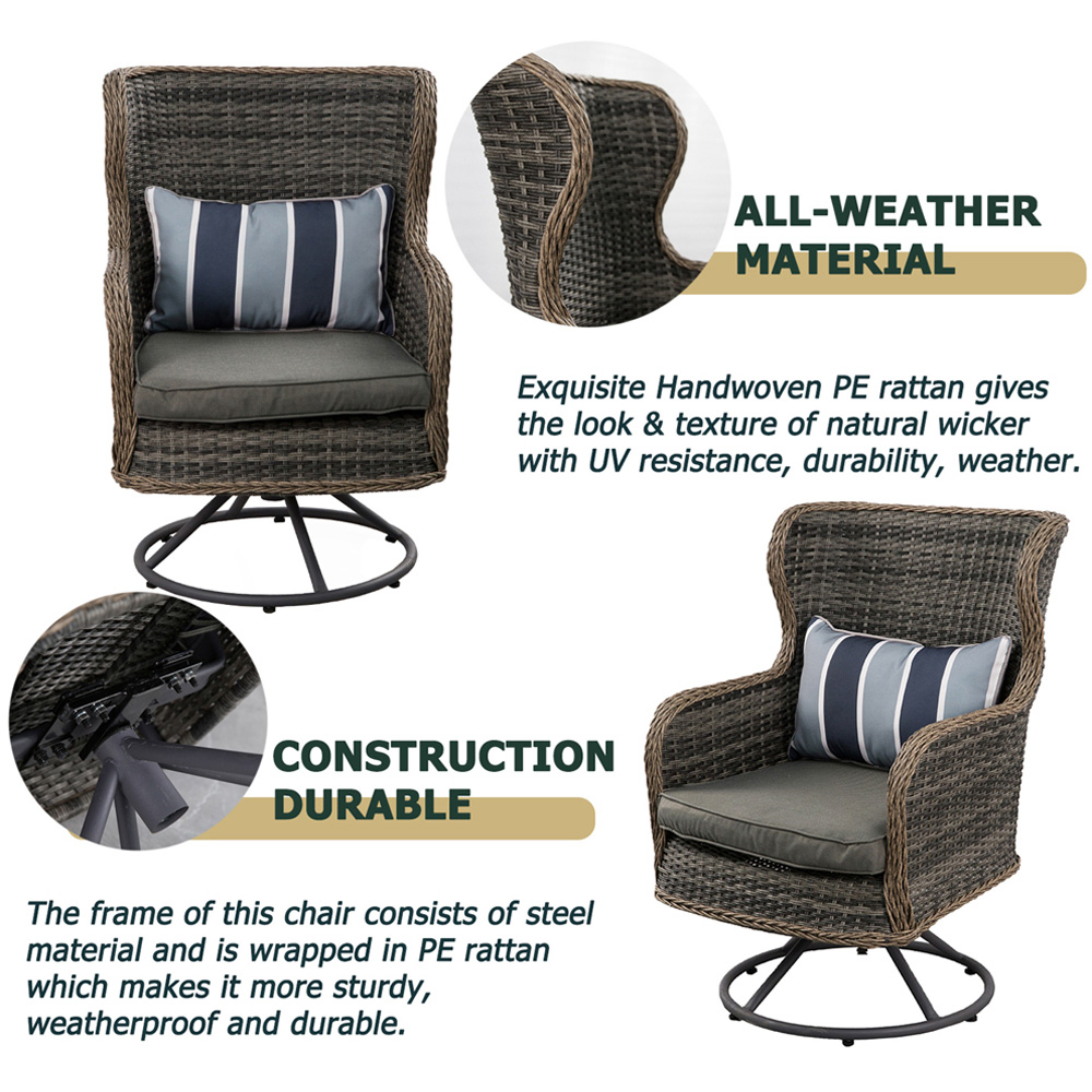 Furniture One 2 Seater Rattan Garden Swivel Lounge Set Image 8
