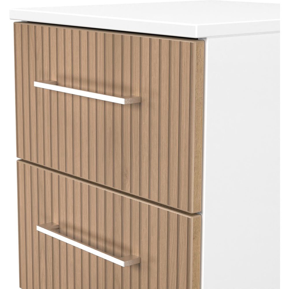 Crowndale Worcester 2 Drawer Slatt Effect and White Compact Bedside Cabinet Ready Assembled Image 6