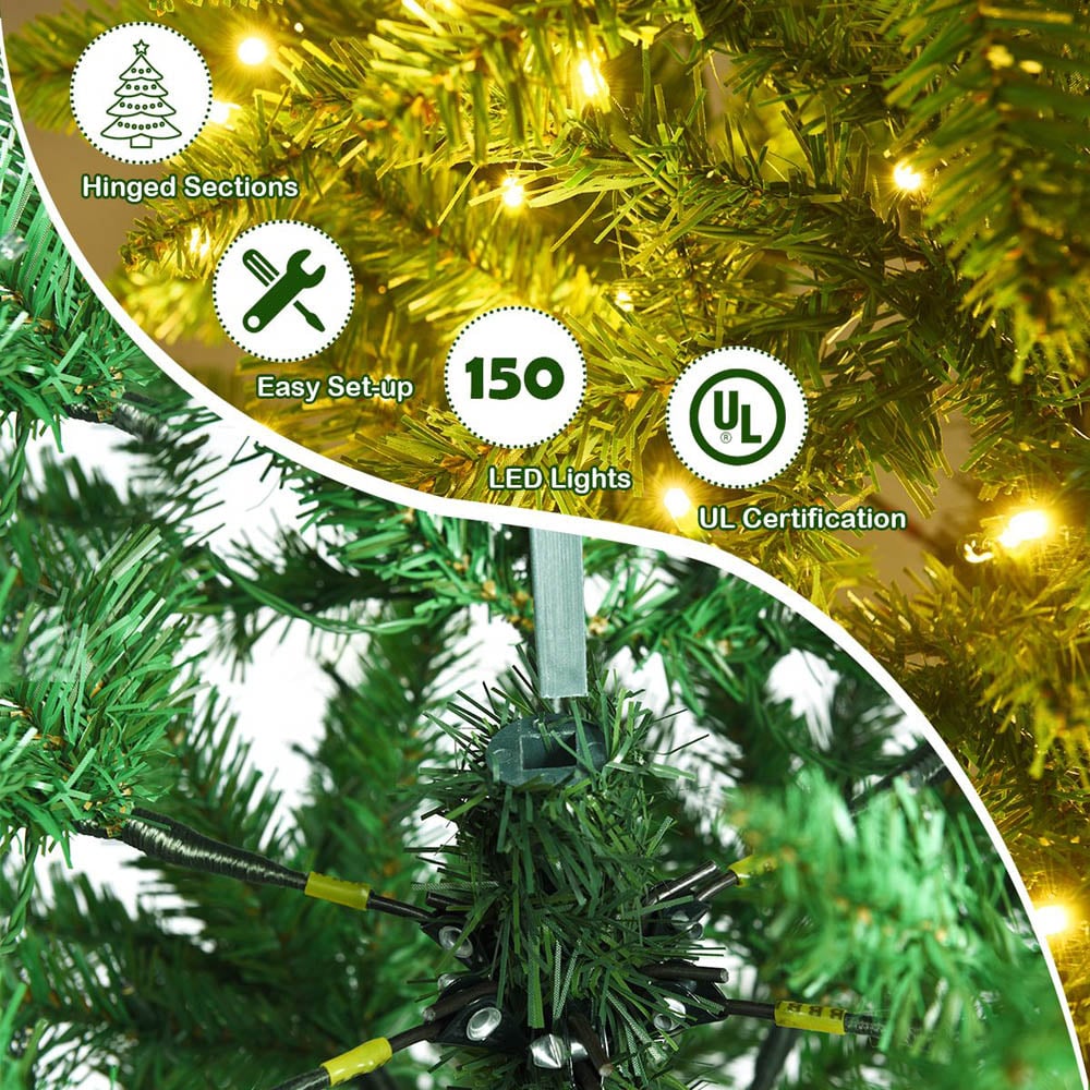 Costway Pre Lit Warm White LED Artificial Pencil Christmas Tree 5ft Image 7