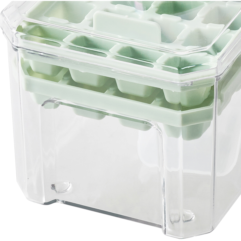 Living and Home Green 64 Grid Press Type Ice Cube Mold Box Image 5
