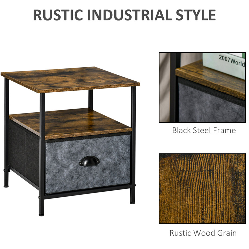 Portland Single Drawer Brown Bedside Table Image 7