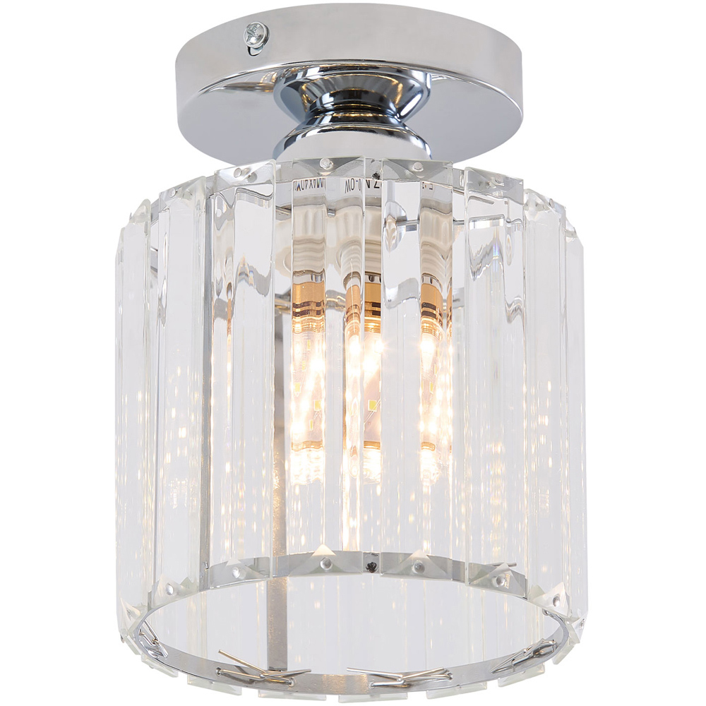 Living and Home Chrome Crystal E27 Ceiling Light Image 3