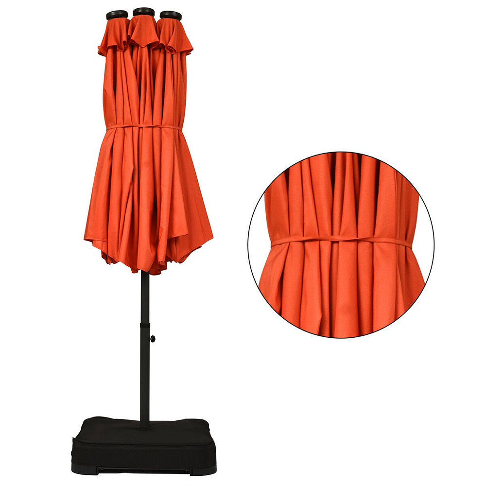 Costway Orange 36 LED Double Sided Crank Parasol 4.6m Image 3