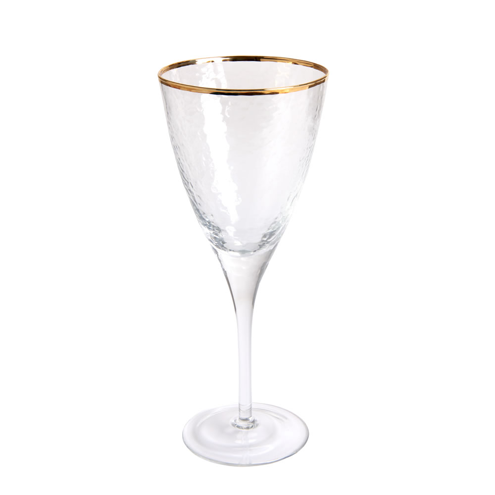 Wilko Hammered Gold Rim Wine Glass Image