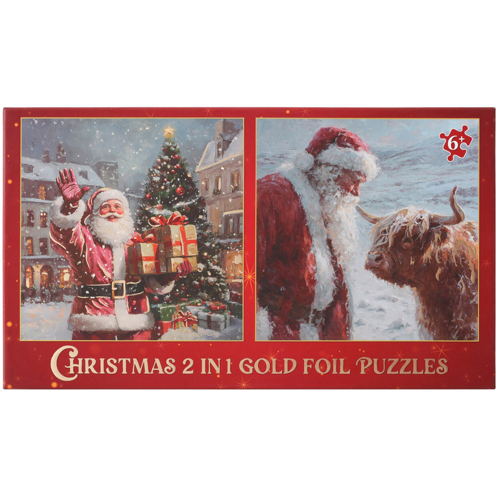 Christmas 2 in 1 Gold Foil Puzzles Image 1