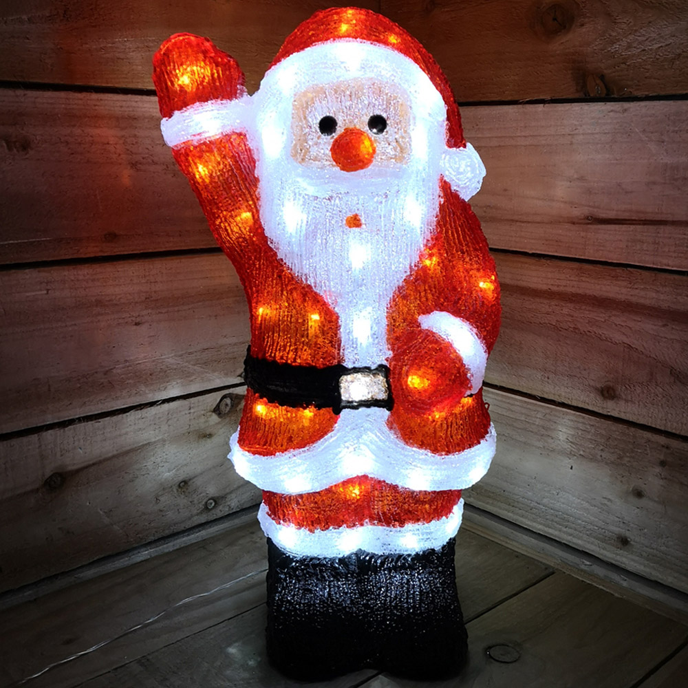 Samuel Alexander Ice White LED Acrylic Waving Santa Christmas Scene Decoration 54.5cm Image 1