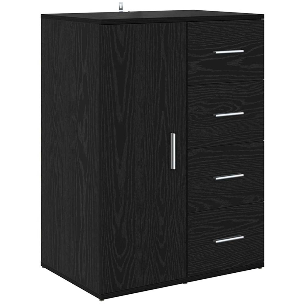 vidaXL Corona Single Door 4 Drawer Black Oak Sideboard Set of 2 Image 7