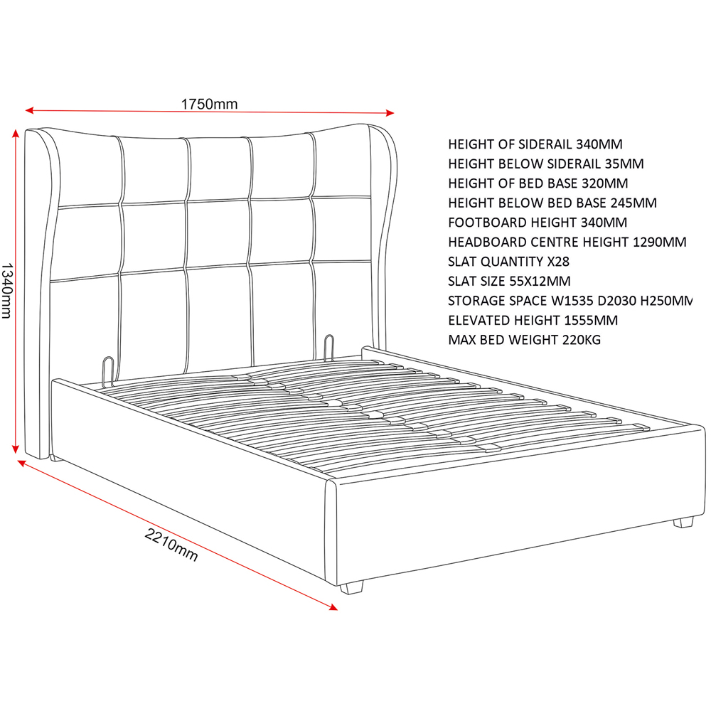 Seconique Verona King Size Brown Fabric Gas Lift Ottoman Bed Frame Image 8